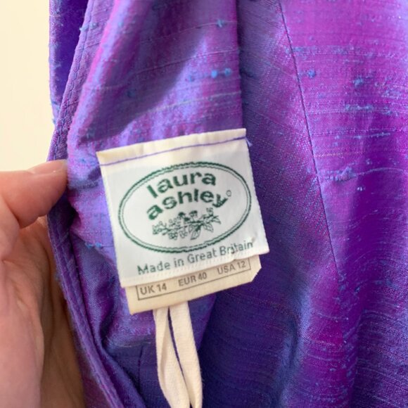 Stunning Vintage Laura Ashley Dupioni Silk Dress Women's 12 - Picture 2 of 4